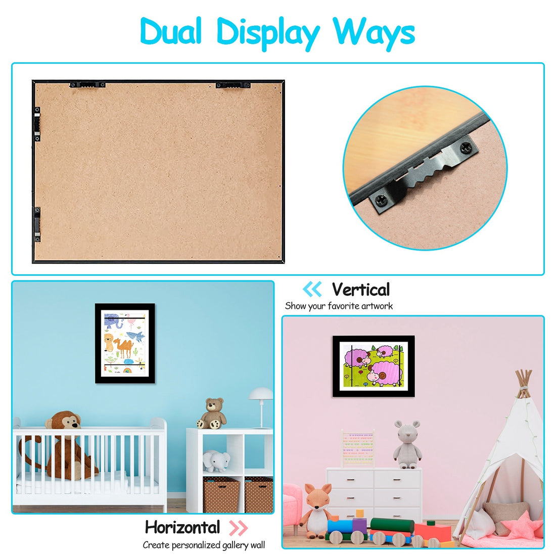 Kids Art Frame Front Opening Wooden Frame Artwork Display Storage Frame A4 Picture Frame Wall Display For Photo Art Projects Picture Children Drawing