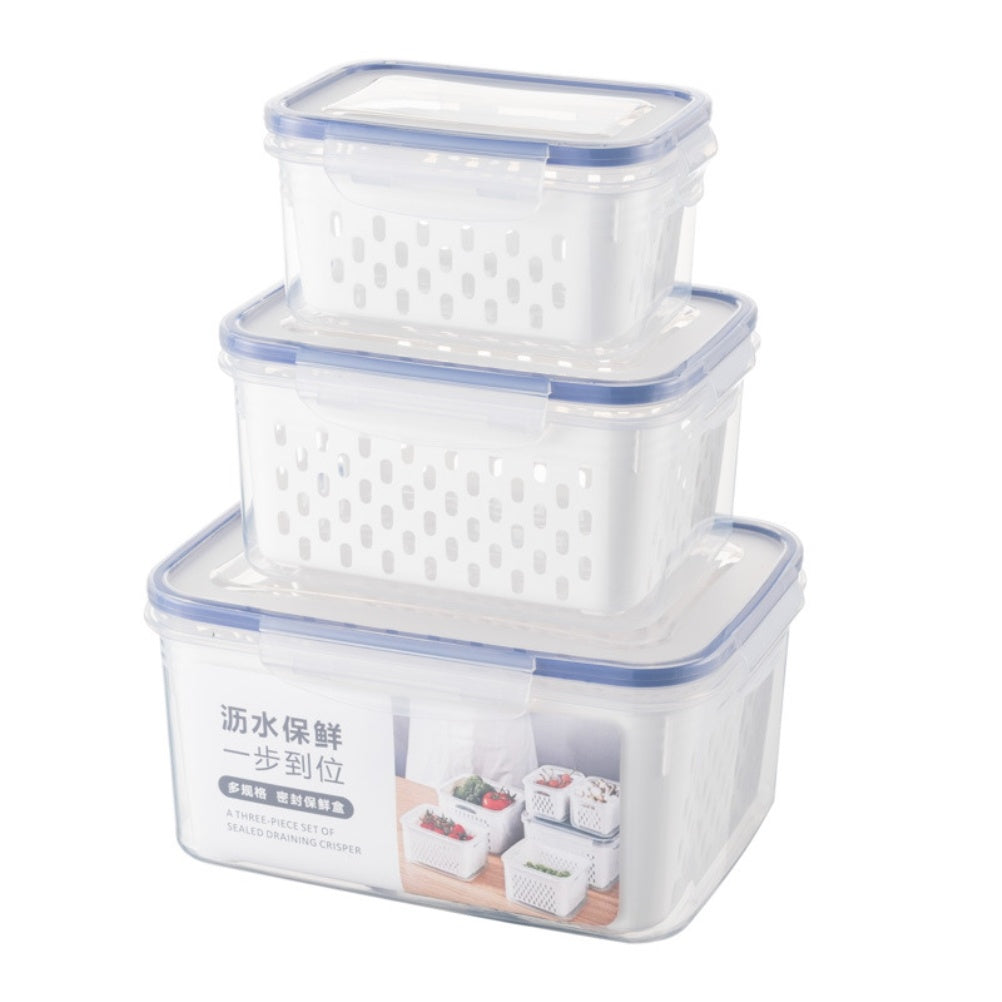 1Pc/3Pcs Fruit Vegetable Storage Containers for Fridge Produce Saver Containers with Lid Colander Refrigerator Organizer Bins Produce Keepers