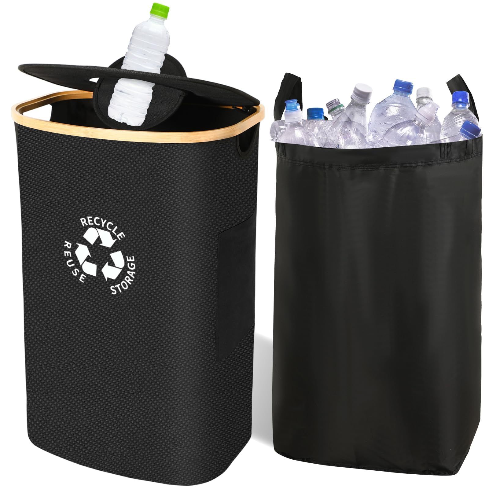 Storage Bottle Container With Lid, Storage Bottle Storage Recycling Container Kitchen Storage Bottle Storage Large Capacity,442-6786-MG