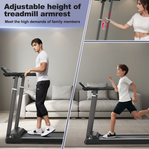 Treadmill With Desk Workstation  Adjustable Height, 300 LBS Weight Capacity, Folding Treadmill With Bluetooth Speaker , Portable Walking Pad Treadmill With Desktop For Home Office