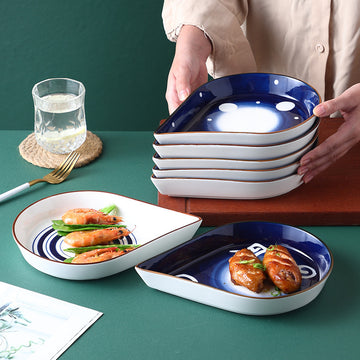 Round Table Fan-shaped Household Japanese Chinese Ceramic Platter