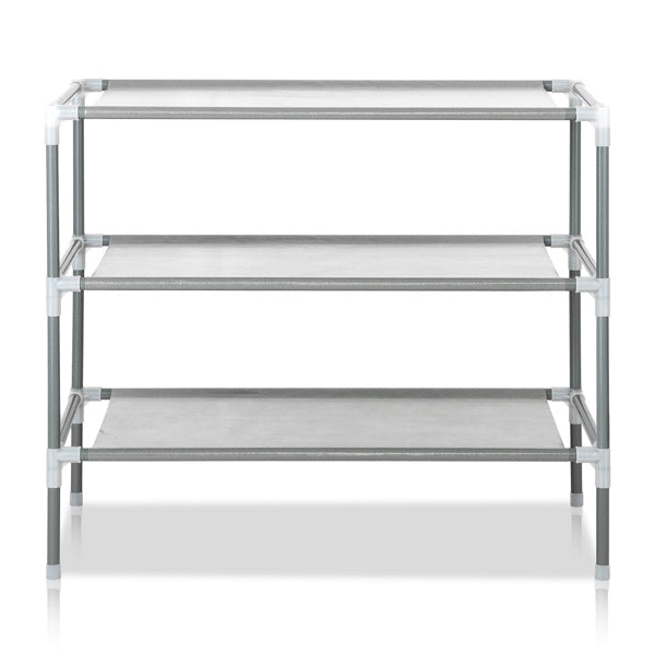 Combination Type Simple Shoe Rack No Dust Cover 3 Layers 9 Pairs High Foot Shoe Rack Gray Tube