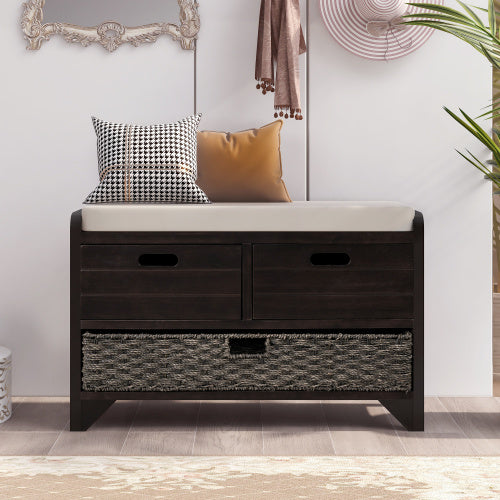 Storage Stool With Detachable Basket And 2 Drawers