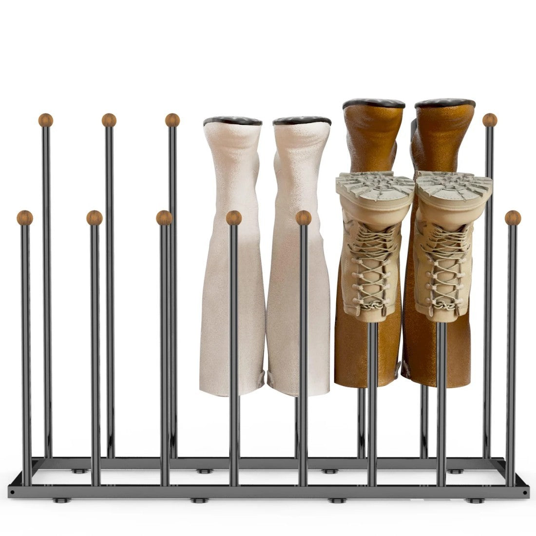 Boot Rack Organizer For 8 Pairs Of Boots, Self-standing Boot Storage Metal Shoe Rack For Tall Boots