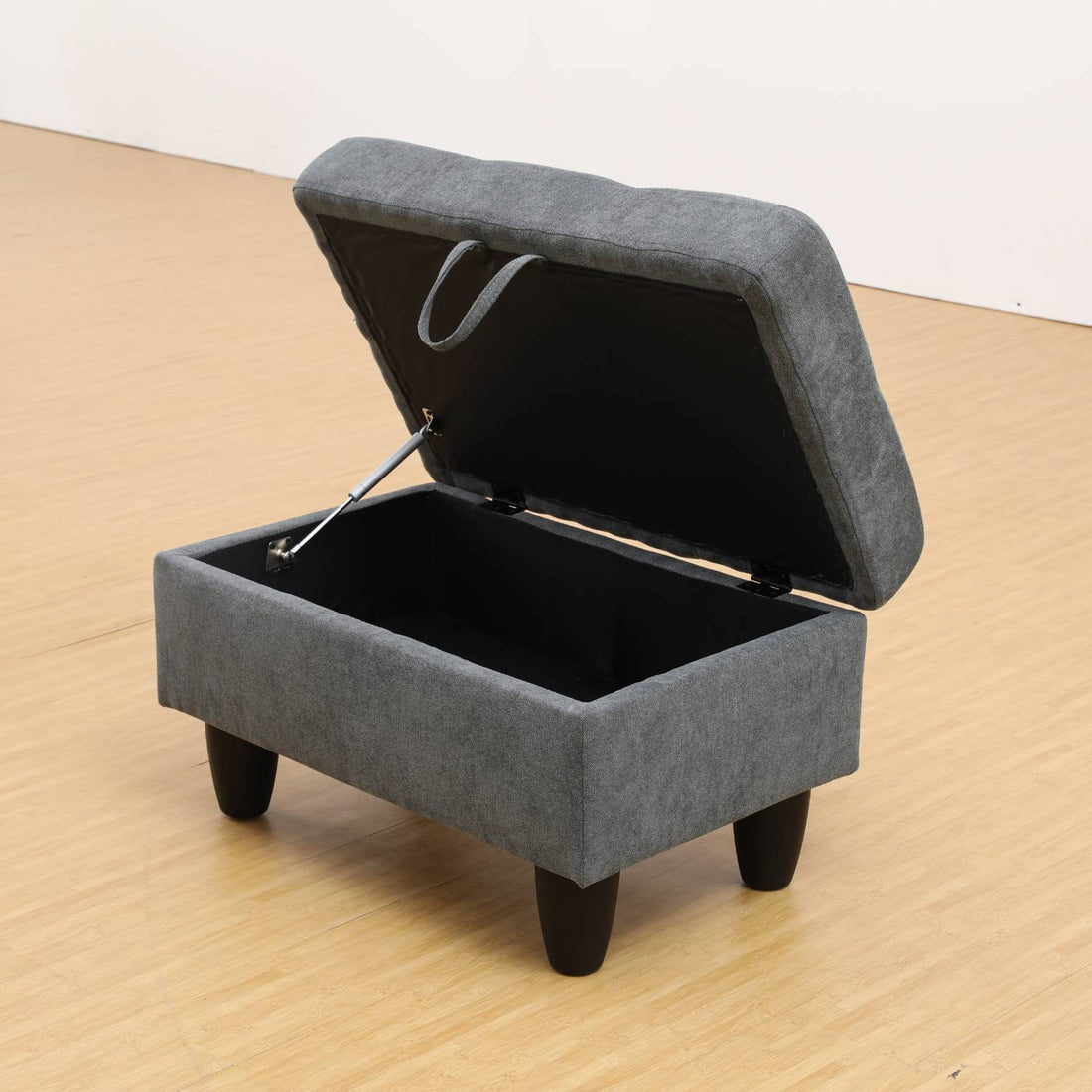 Dark Grey Flannel Living Room Sofa Ottoman