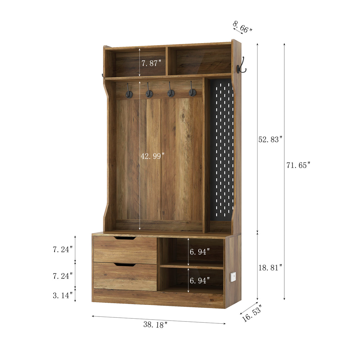 Hall Tree With 6 Hooks,Coat Hanger, Entryway Bench, Storage Bench,for Entrance, Hallwa,brown
