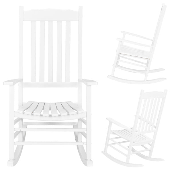 White Wooden Rocking Chair With Wavy Shape