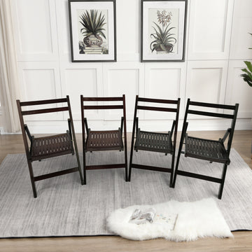 Slatted Wood Folding Chair - Cherry, Set Of 4, Foldable Style