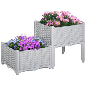 Outsunny 2 Piece Raised Garden Bed With Legs, Self-Watering Planter Box Raised Bed To Grow Flowers, Herbs  Vegetables, Gray