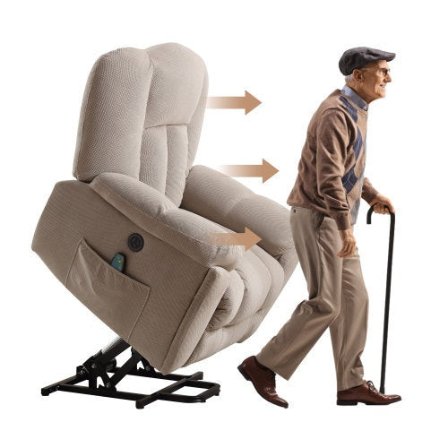 Power Lift Recliner Chair Recliners For Elderly With Heat And Massage Recliner Chair For Living Room With Infinite Position And Side Pocket,USB Charge Port