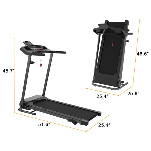 Motorized Electric Treadmill For Home - 3 Level Manual Inclination & Foldable Running Machine With 12 Programs With Phone Holder