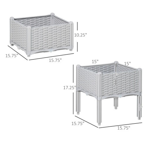 Outsunny 2 Piece Raised Garden Bed With Legs, Self-Watering Planter Box Raised Bed To Grow Flowers, Herbs  Vegetables, Gray