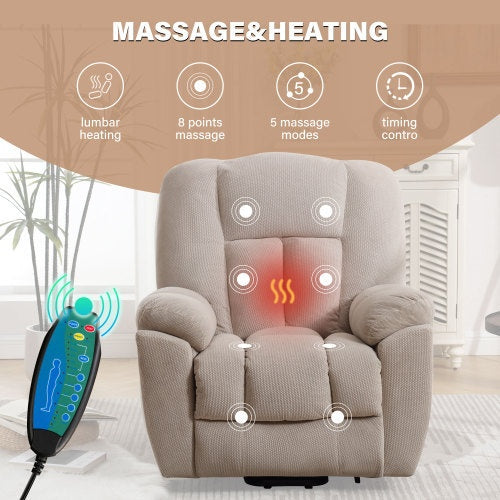 Power Lift Recliner Chair Recliners For Elderly With Heat And Massage Recliner Chair For Living Room With Infinite Position And Side Pocket,USB Charge Port