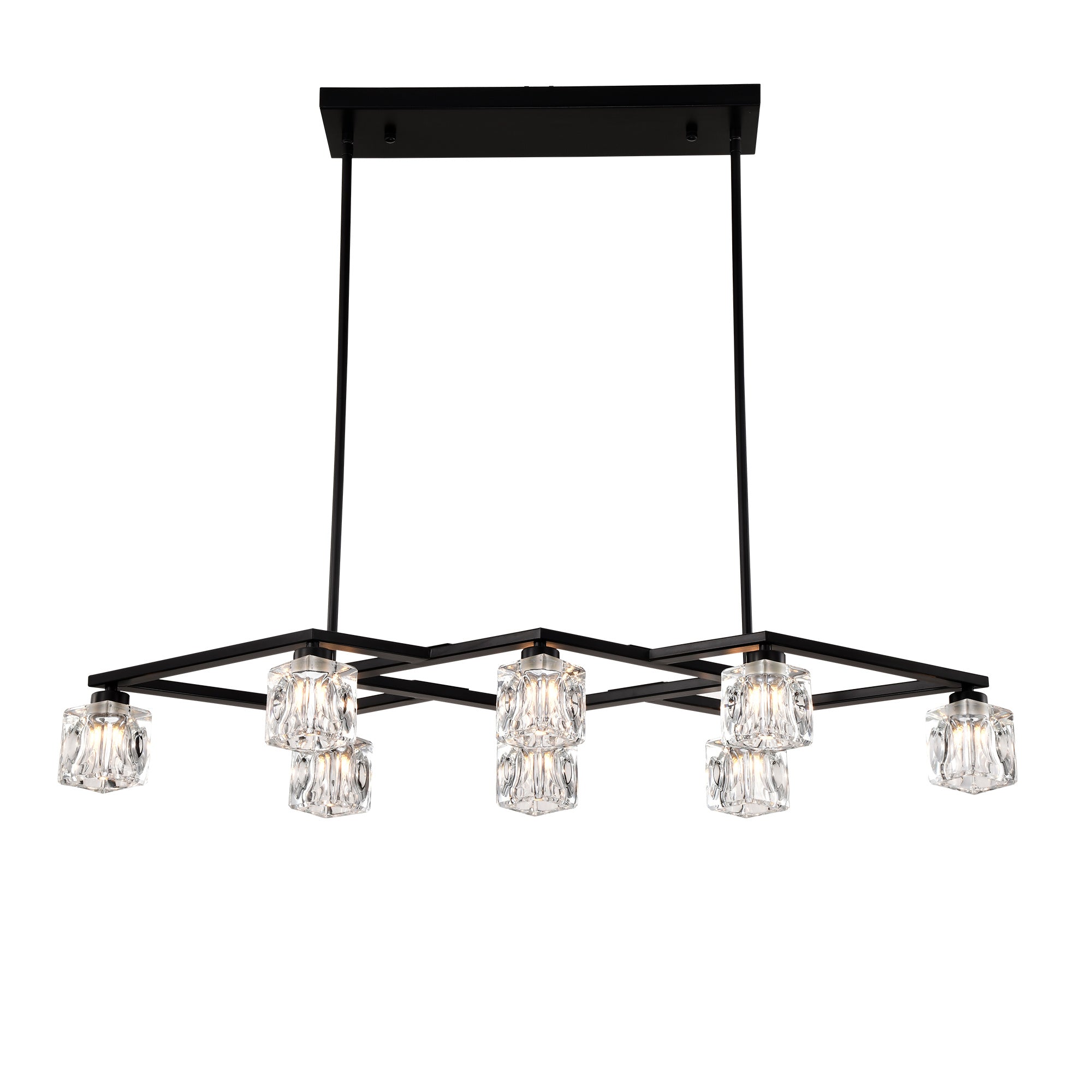 Matte Black Crystal Chandelier For Dining Room, 8-Light Kitchen Chandelier Light Fixture Modern Metal Industrial Chandeliers For Farmhouse Entryway Living Room
