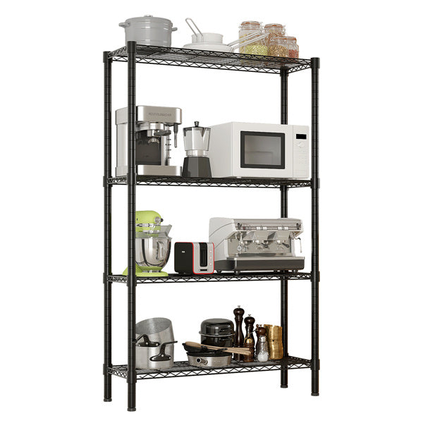 Four Layer - Metal Storage Rack Without Wheels, Black Spray Painted