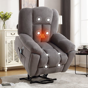 Power Lift Recliner Chair Recliners For Elderly With Heat And Massage Recliner Chair For Living Room With Infinite Position And Side Pocket,USB Charge Port