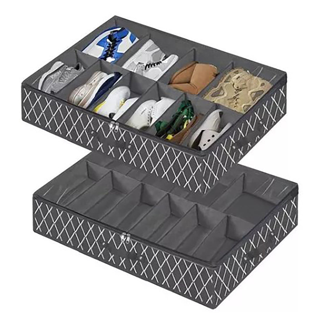 Underbed Storage Containers Adjustable Foldable Under Bed Shoe Storage Solution For Home Hotel Black