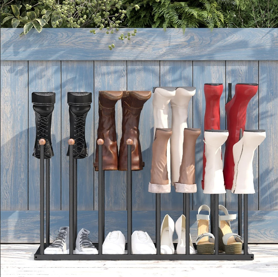 Boot Rack Organizer For 8 Pairs Of Boots, Self-standing Boot Storage Metal Shoe Rack For Tall Boots