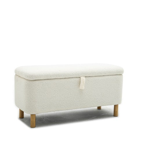 Basics Upholstered Storage Ottoman And Entryway Bench White