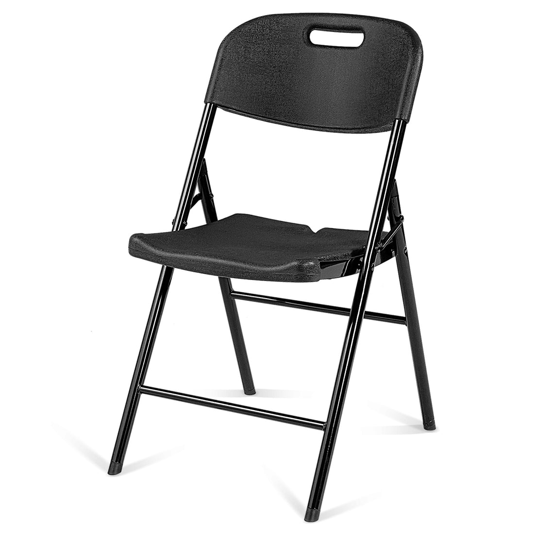 6pcs Black Blow Molded Curved Back Seat Plastic Folding Chair For Courtyard