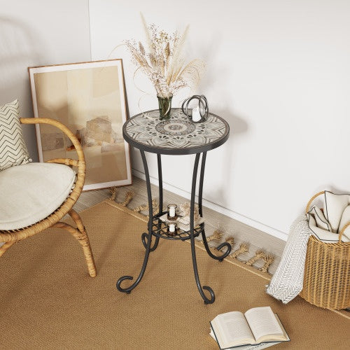 Patio Side Table With Shelf